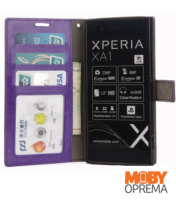 Sony Xperia Xa1 ljubičasta preklopna torbica - Slika 2